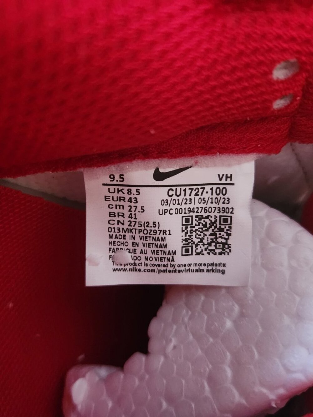 9.5 Nike Dunk Low University Red Retro Men's Shoes